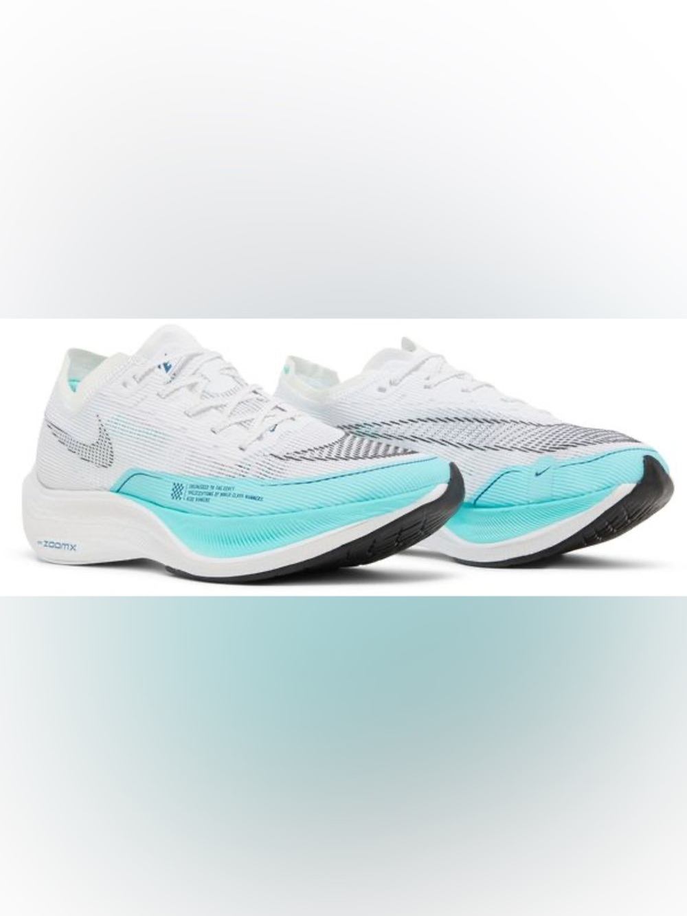Nike Women’s ZoomX Vaporfly Next% 2 Running Sneakers in White/Aurora Green
